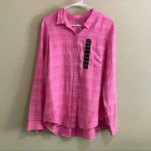 Lucky Brand Flannel  Pink and White Size XL/TG